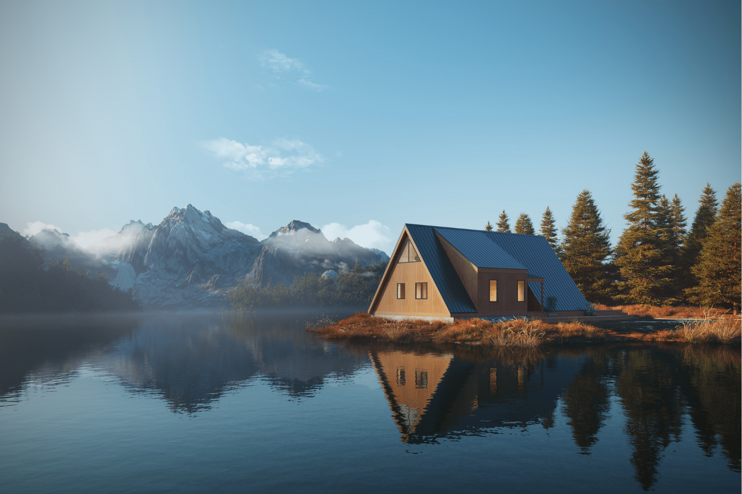 Lake side base model A frame cabin