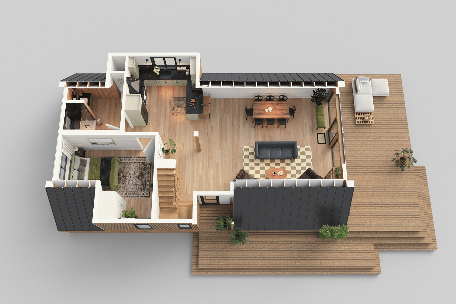 first floor layout for a frame base cabin created by zook cabin