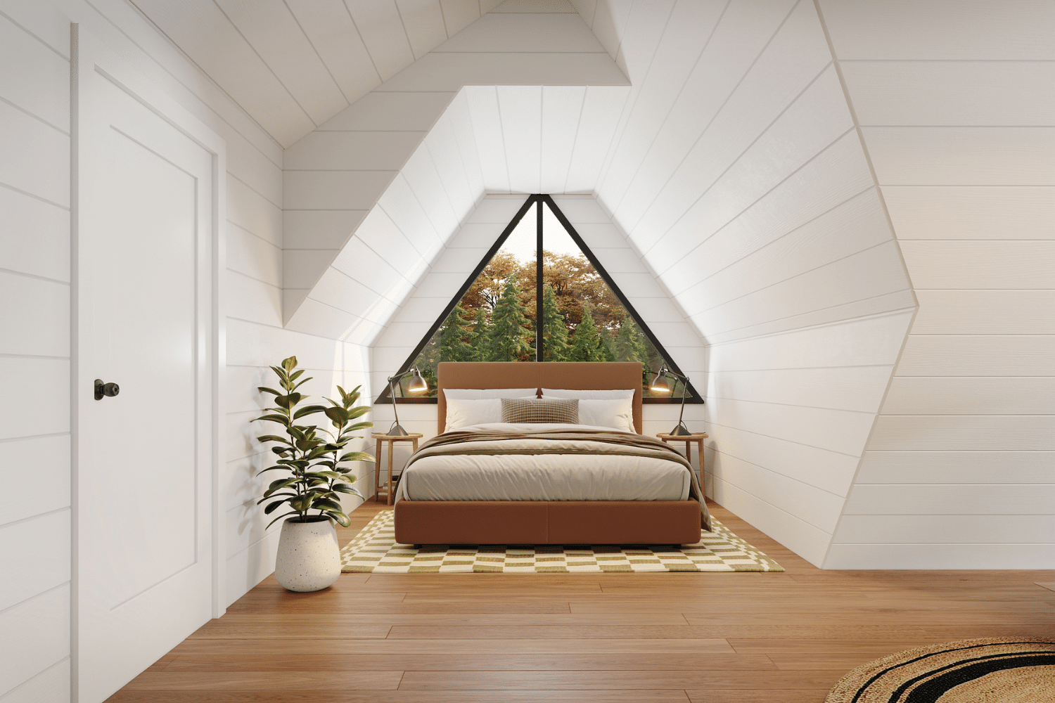 second floor finished bedroom loft space in base model aframe cabin