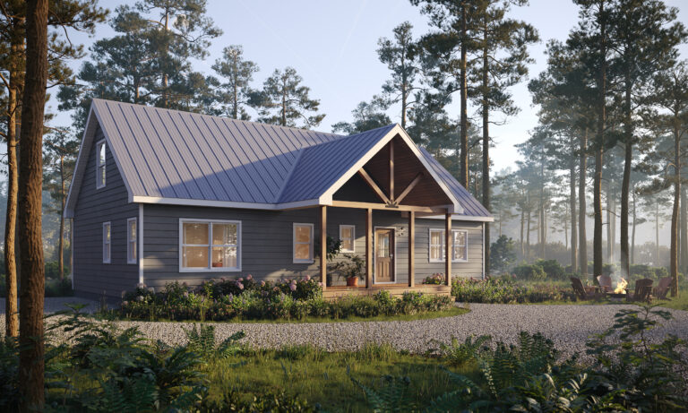 The Franklin modern cabin with timber frame porches