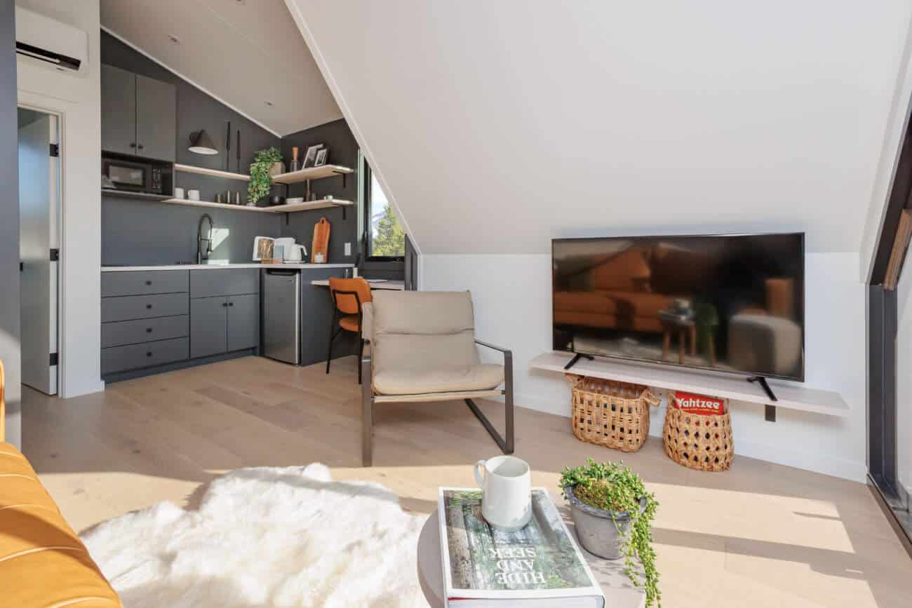 Living room in A Frame Park Model