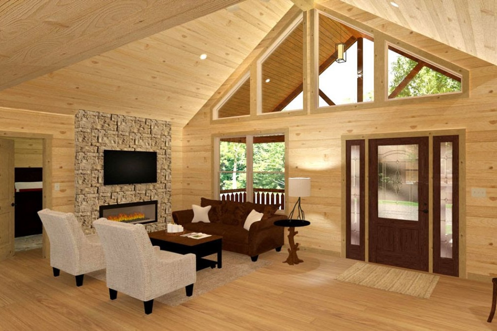 Alpine prefab log cabins interior living space