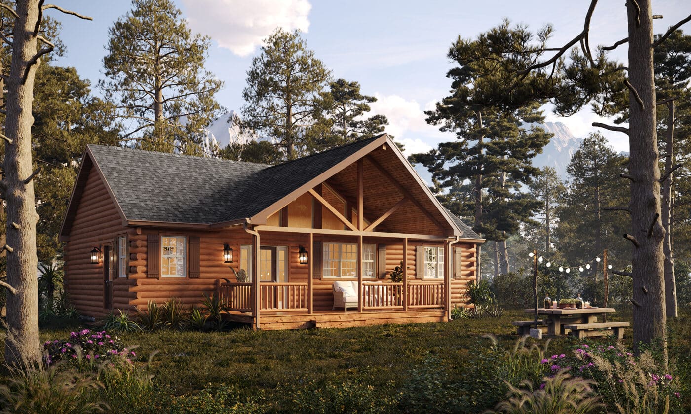 The Alpine prefab log cabins sold by Zook Cabins