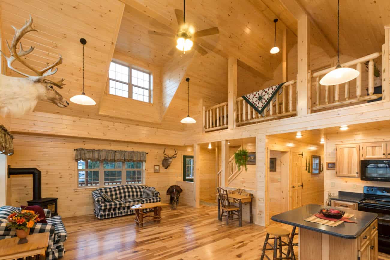 log home with large great room