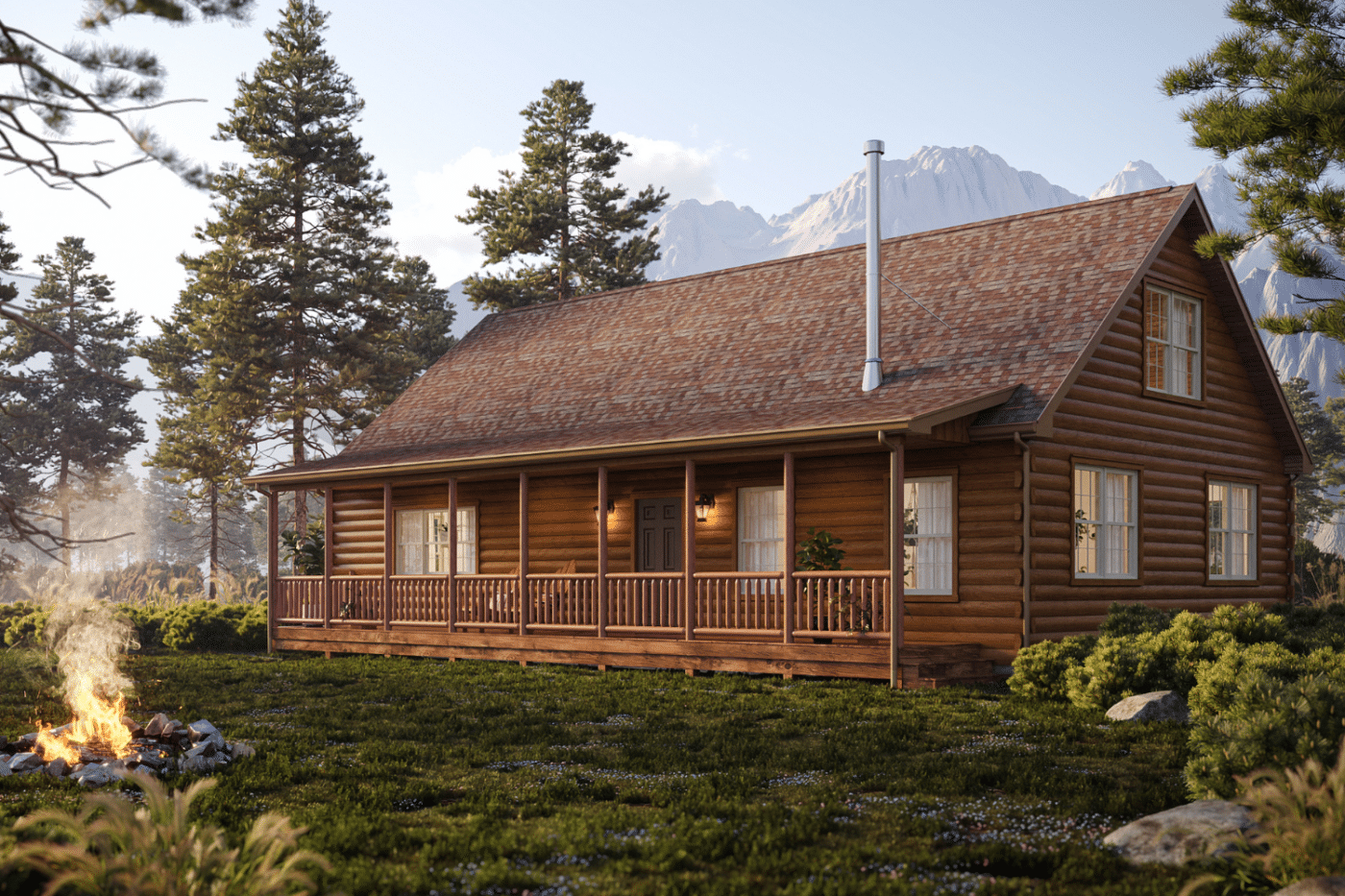 pre fab amish built two story log cabins