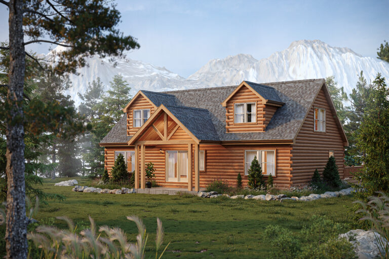 Canyon lodge log cabin created by modular cabin builder Zook Cabins