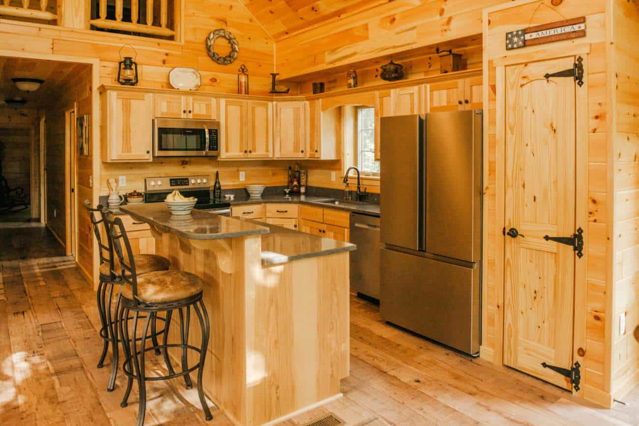 2 Story Log Cabin home with a full kitchen