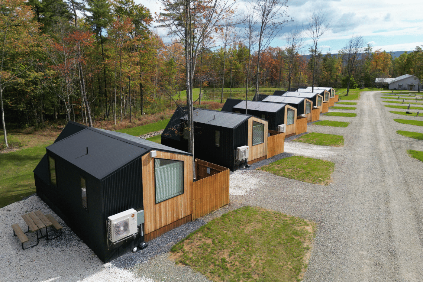 using multiple a frame cabins to create luxury cabin camping experience