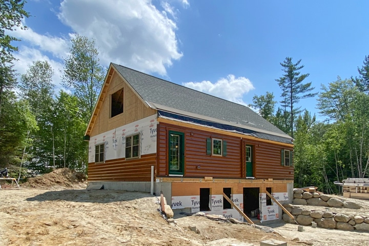 log home in campton nh with basement