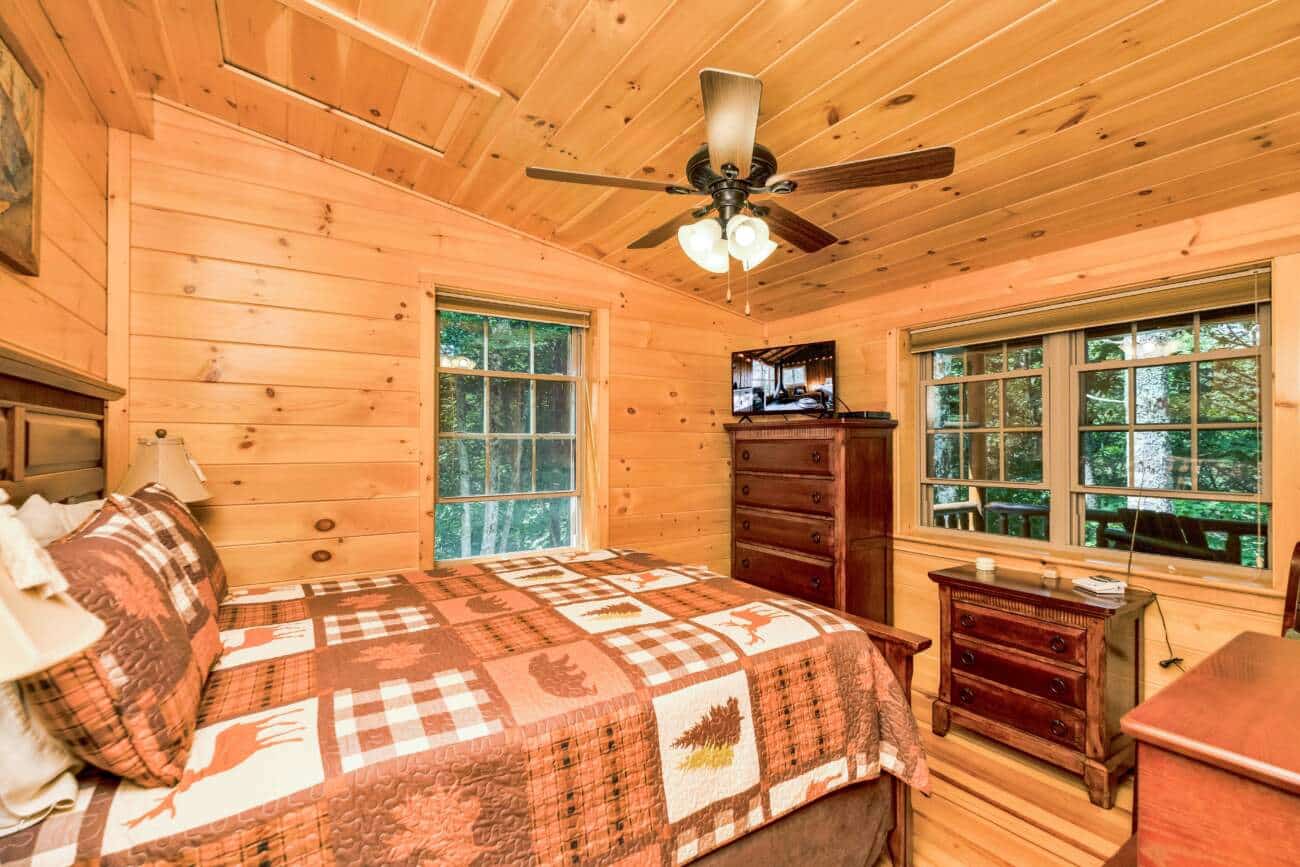 Bedroom in Log Home in Cullowhee NC
