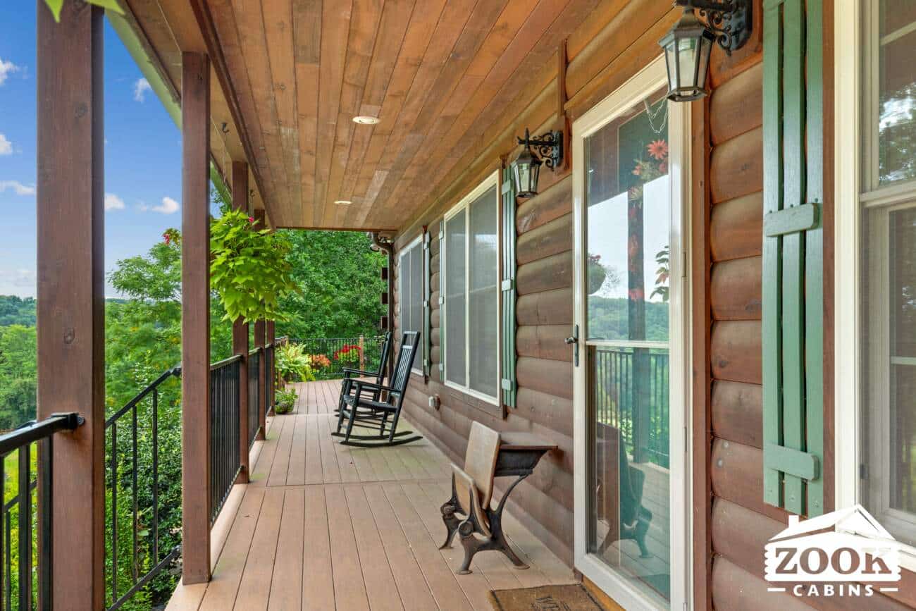 Front porch of prefab cabin