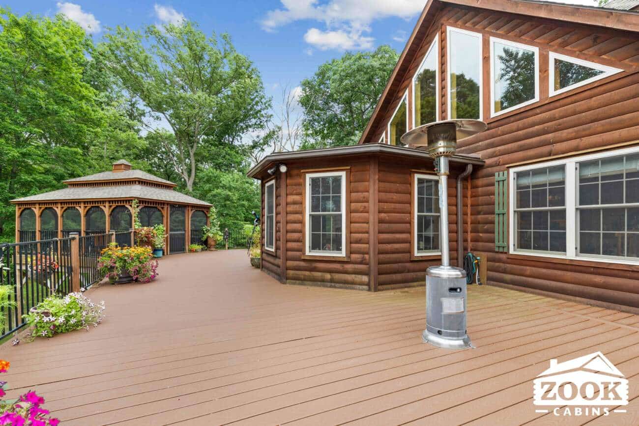 Large log home deck in maryland