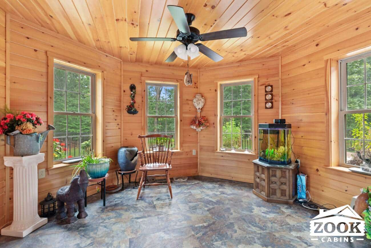 airy bright mudroom in log home in maryland