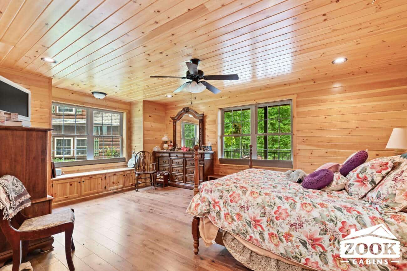 master bedroom in prefab cabin in maryland