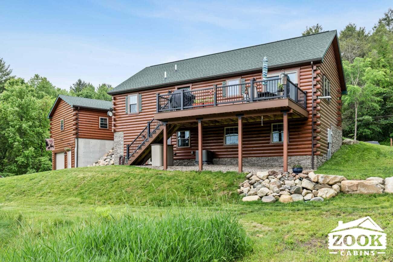 Back of 26x44 Frontier Log Cabin in Monson MA