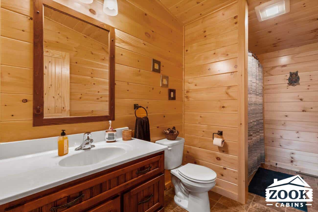 Bathroom 26x44 Frontier Log Cabin in Monson MA