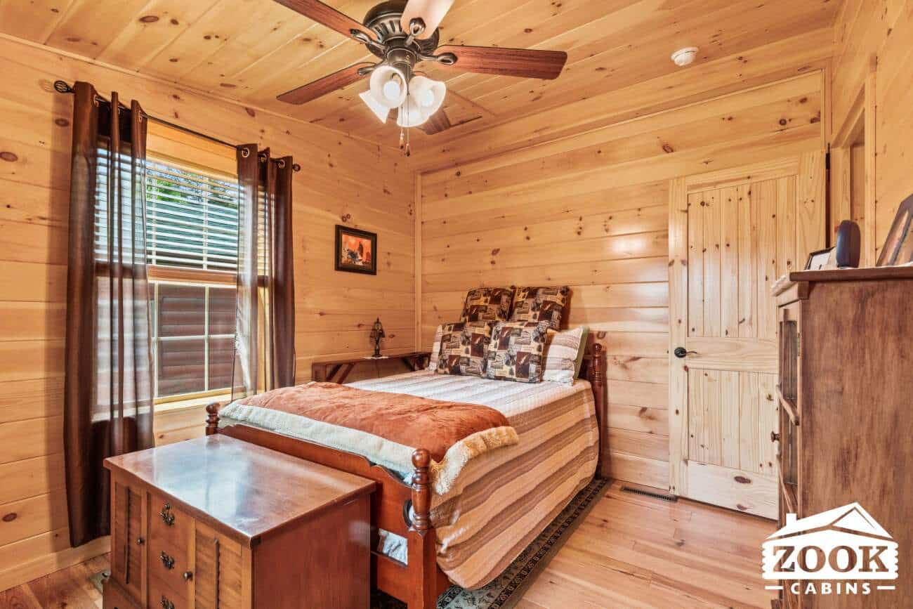 Bedroom three 26x44 Frontier Log Cabin in Monson MA