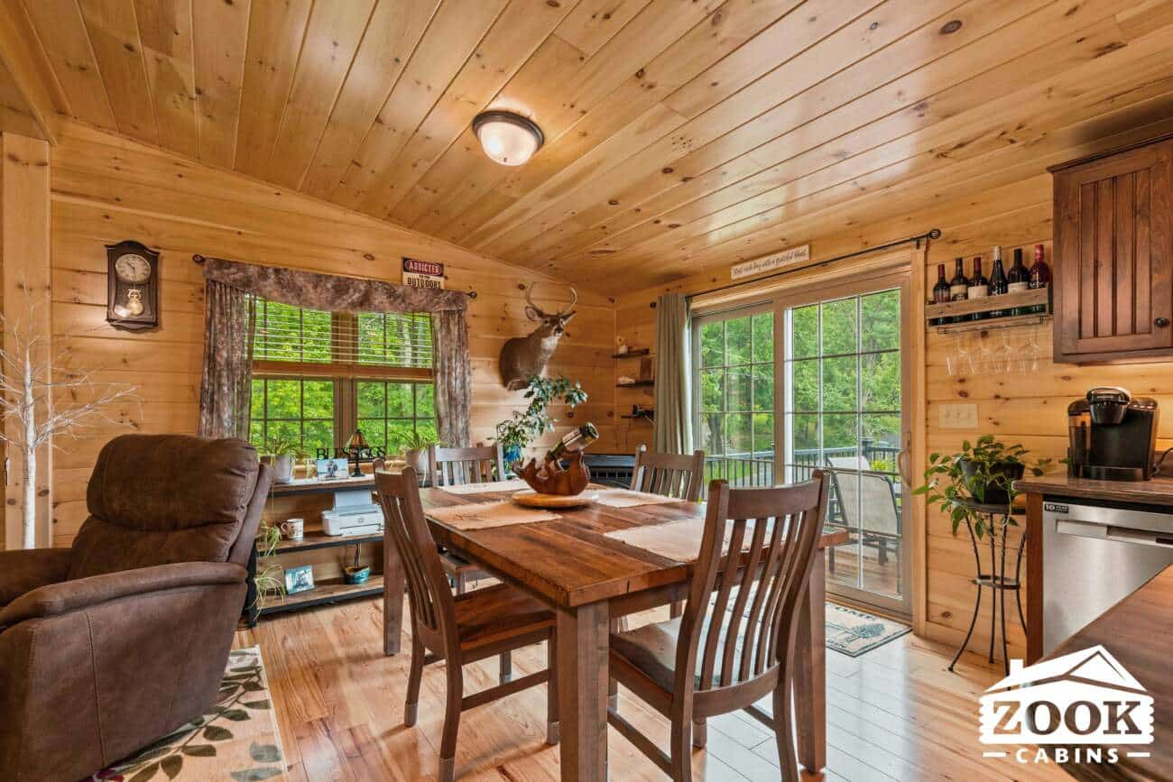 Dining room 26x44 Frontier Log Cabin in Monson MA