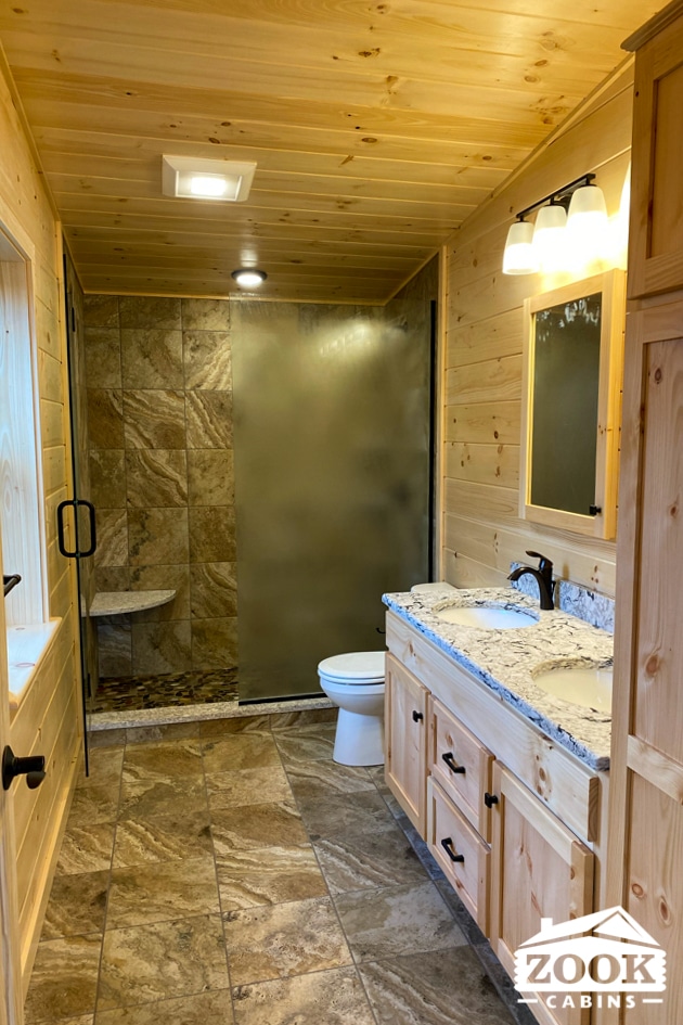 Master Bath in Frontier log cabin in petersburg wv