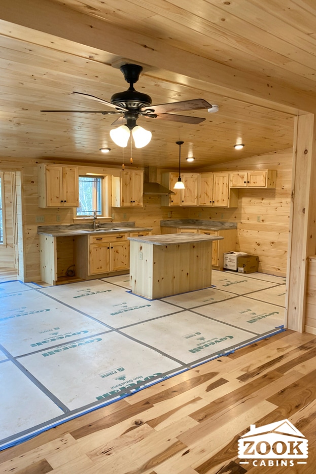 Pine kitchen in Frontier log cabin in petersburg wv