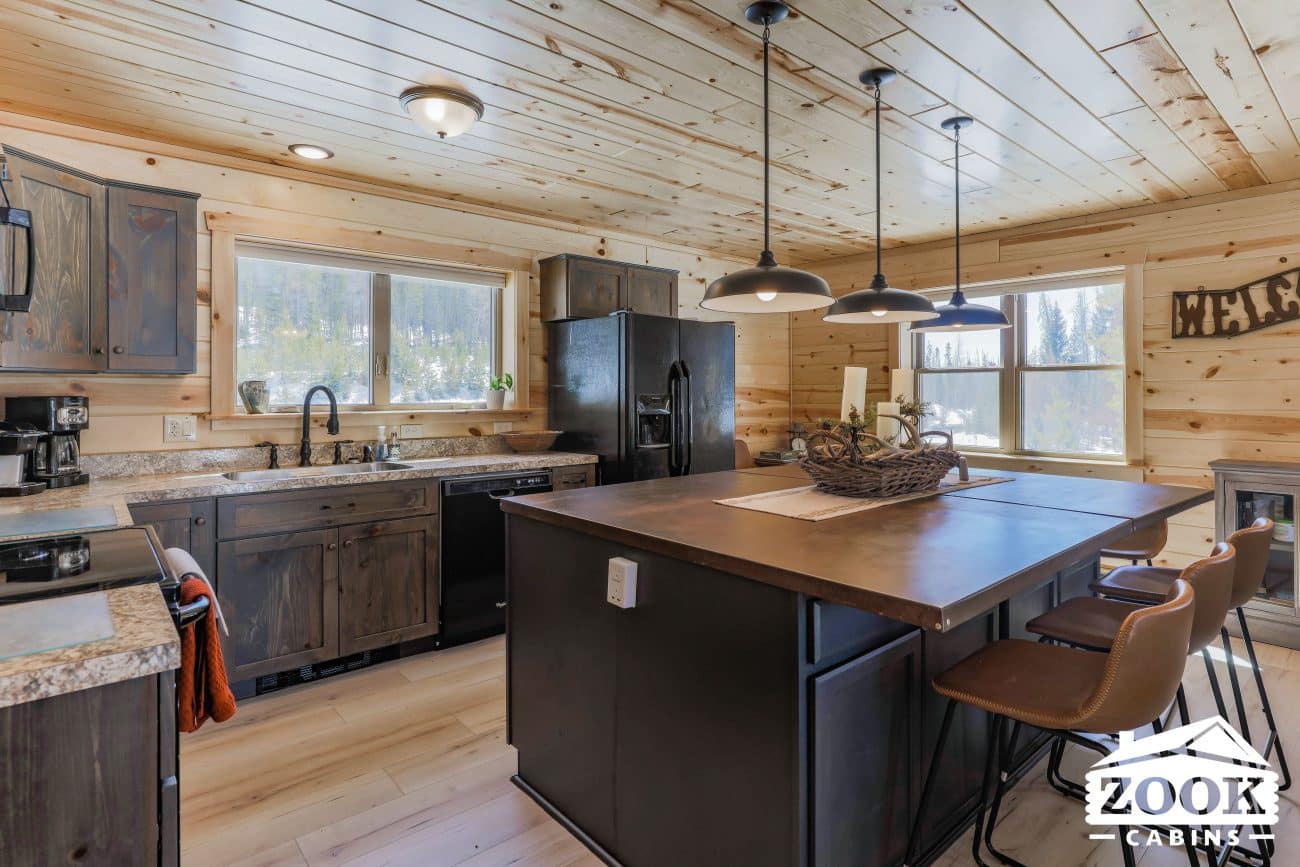 Glacier Log Home in Grand Lake CO kitchen island