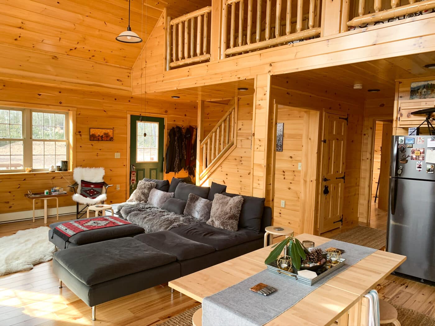 living room in cabin in jim thorpe pa