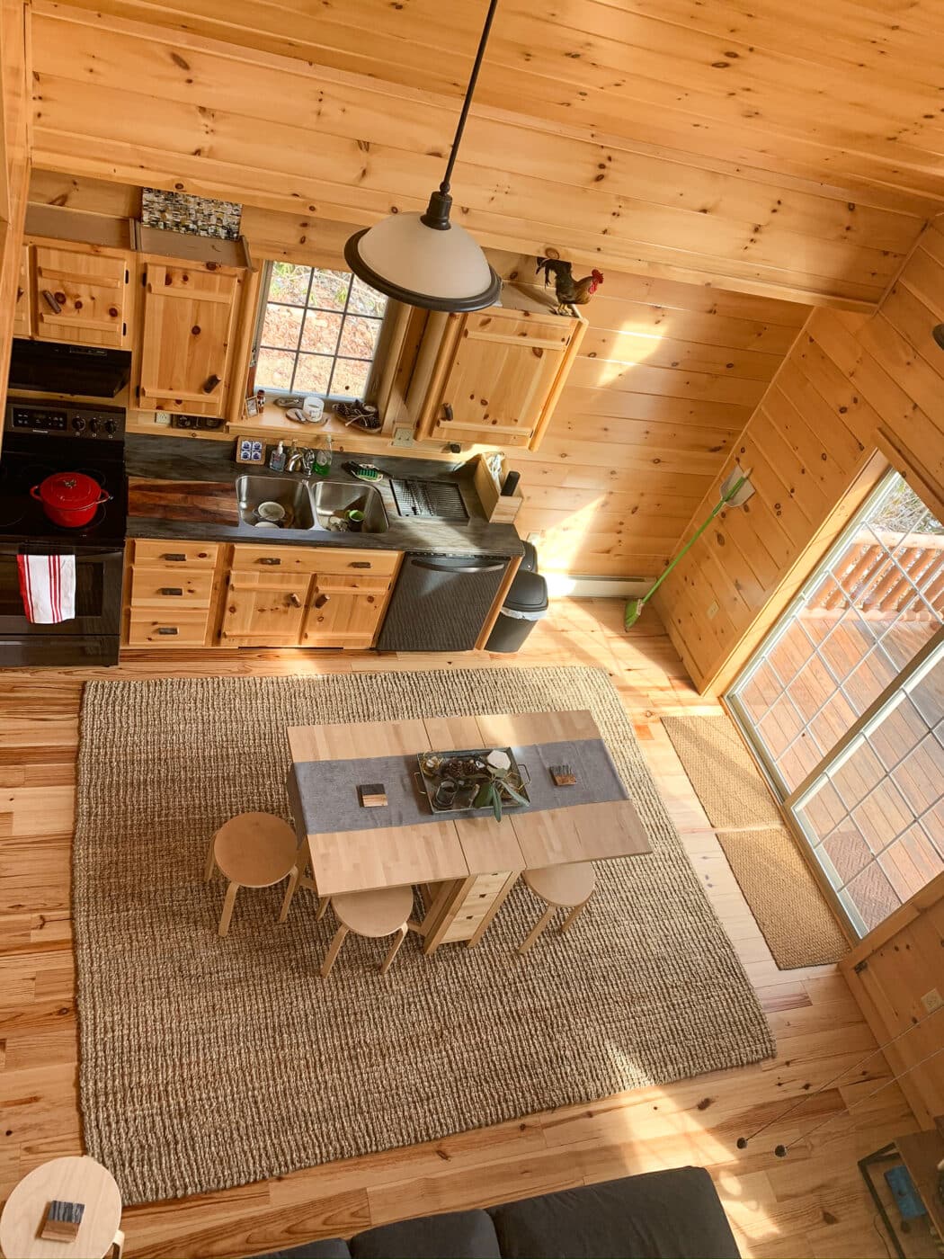 overview of living room room in cabin in jim thorpe pa