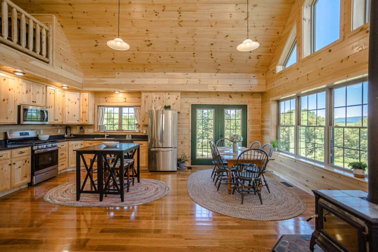 Kitchen and dining area Log Home in Middlebrook VA