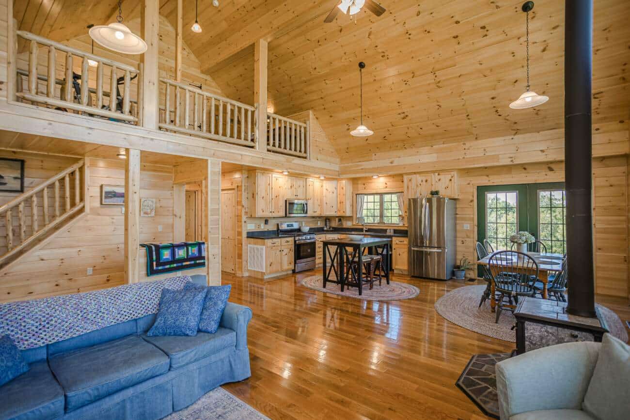 Living Area in prefab cabin in Middlebrook va