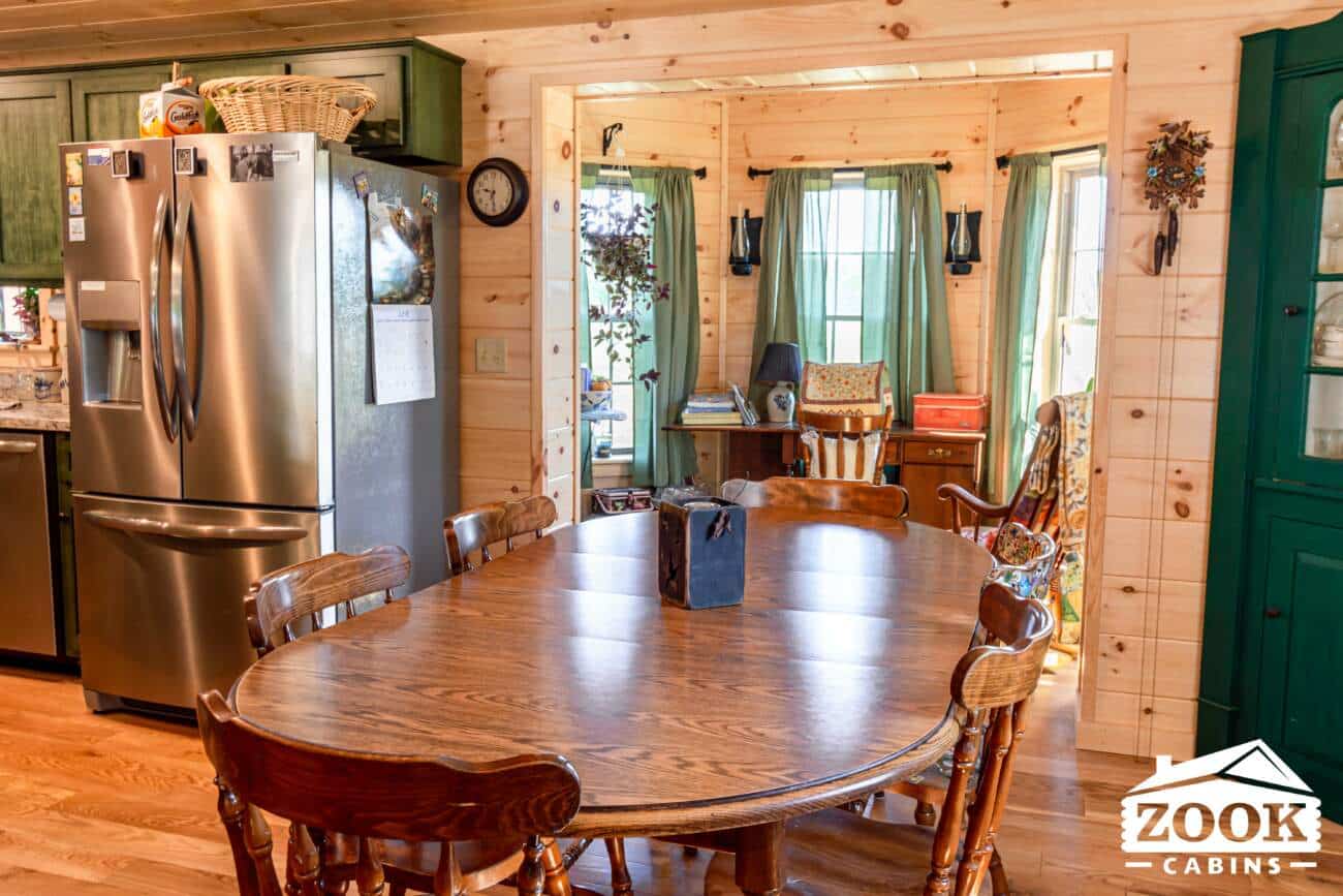 Interior of prefab log home in south kingston RI
