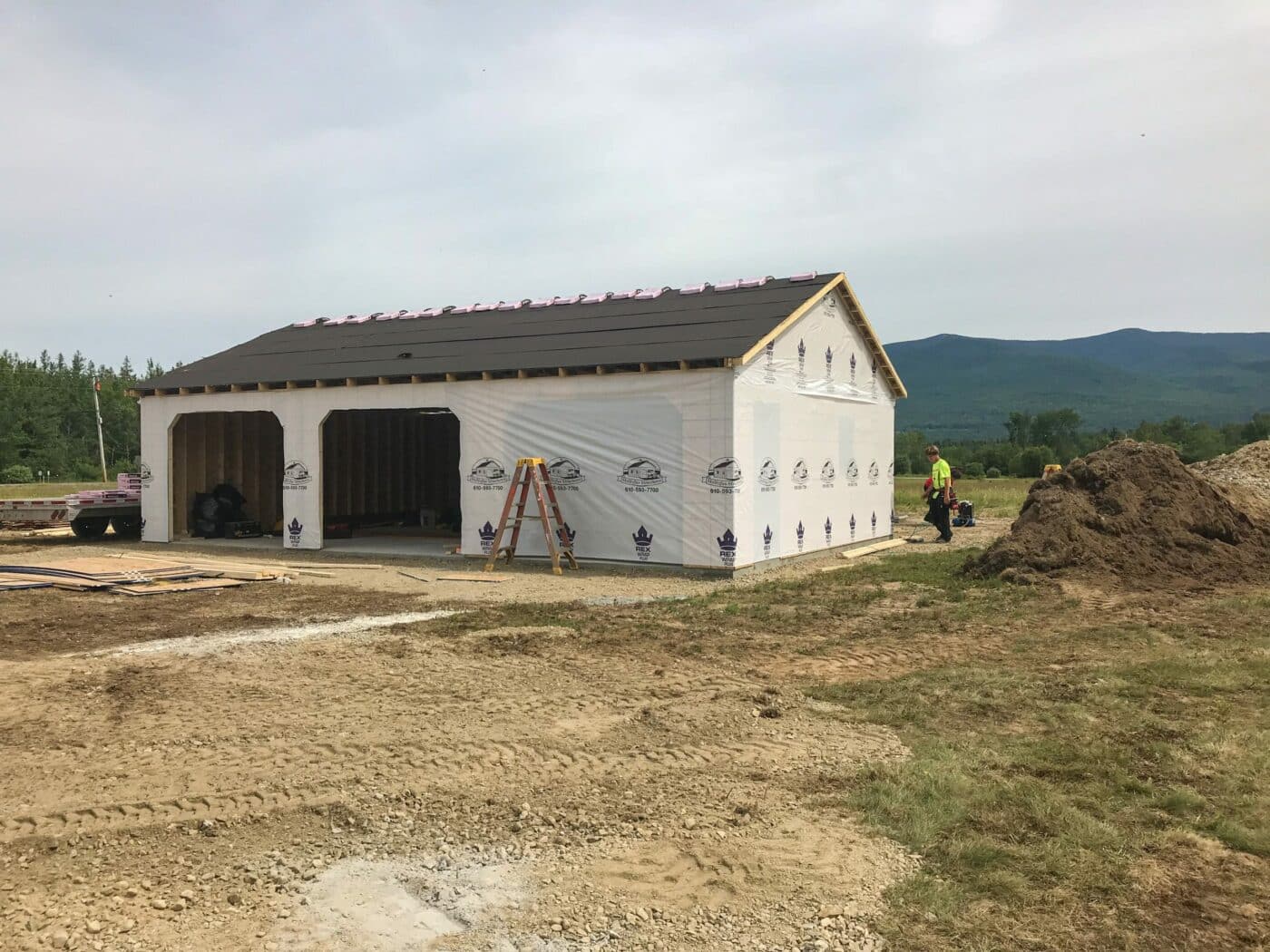 constructing garage at cabin in jefferson new hampshire