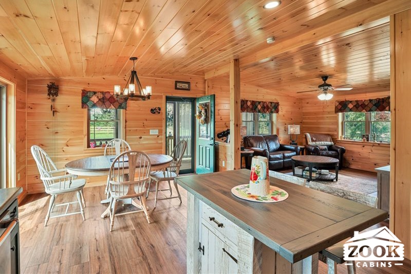 dining room and kitchen in Log Home in Phillipsburg NJ