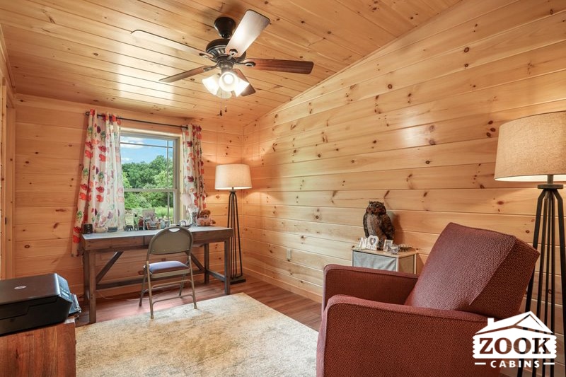 living room in prefab log home in phillipsburg NJ