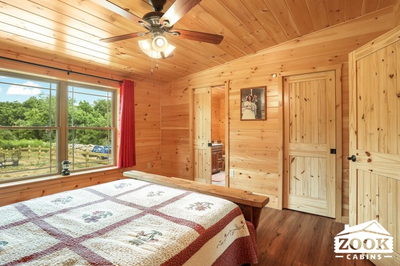 master bedroom in log home in phillipsburg NJ
