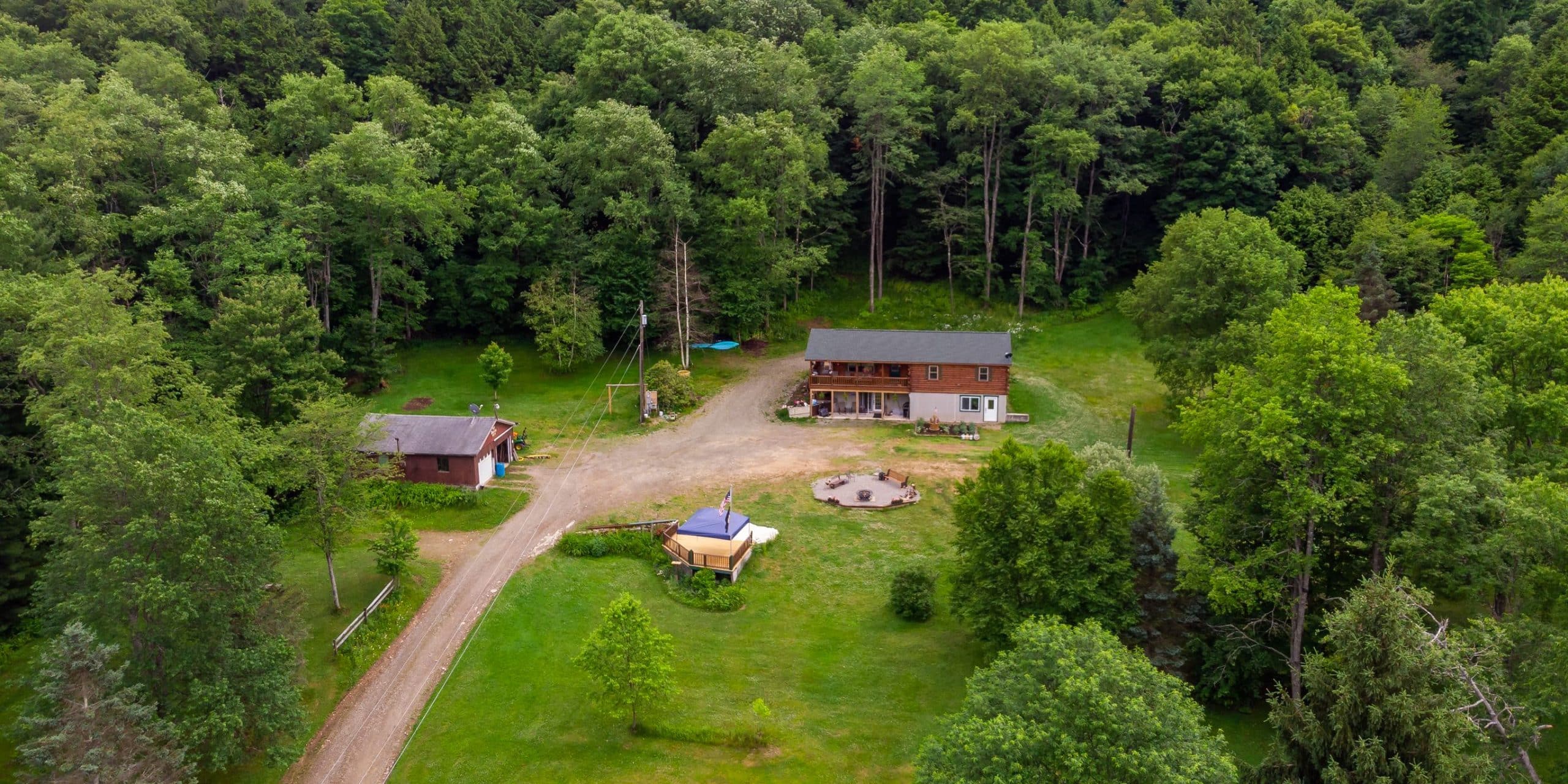 aerial photo of cabin in coudersport pa
