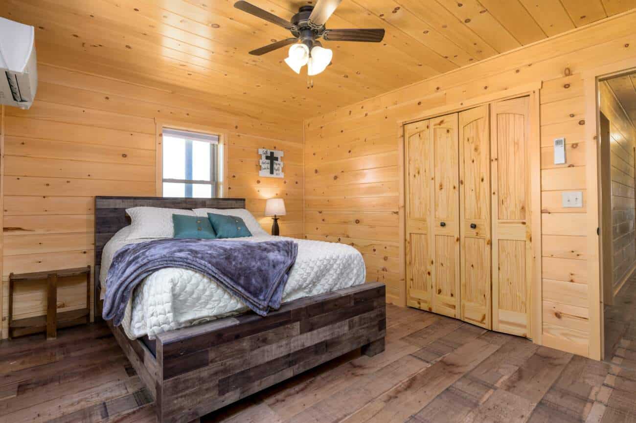 Bedroom in Prefab Cabin in Russell KS