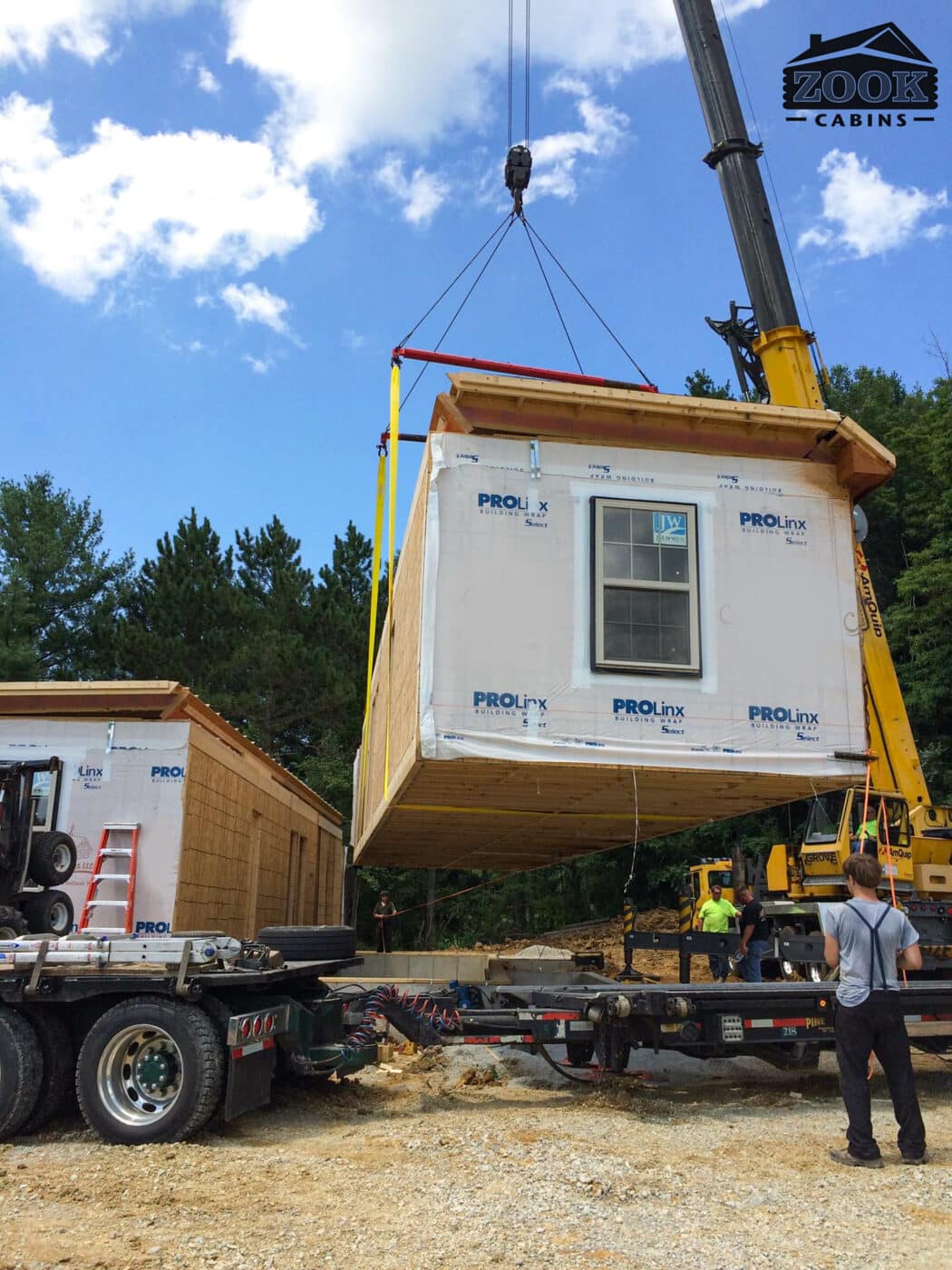 placing modules on cabin in oldenburg indiana