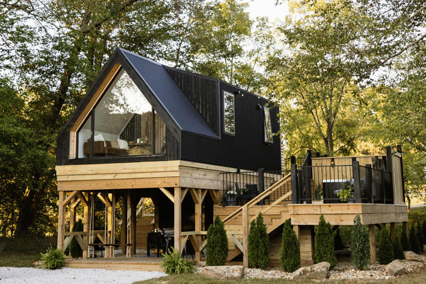 a frame park model in logan ohio with hot tub