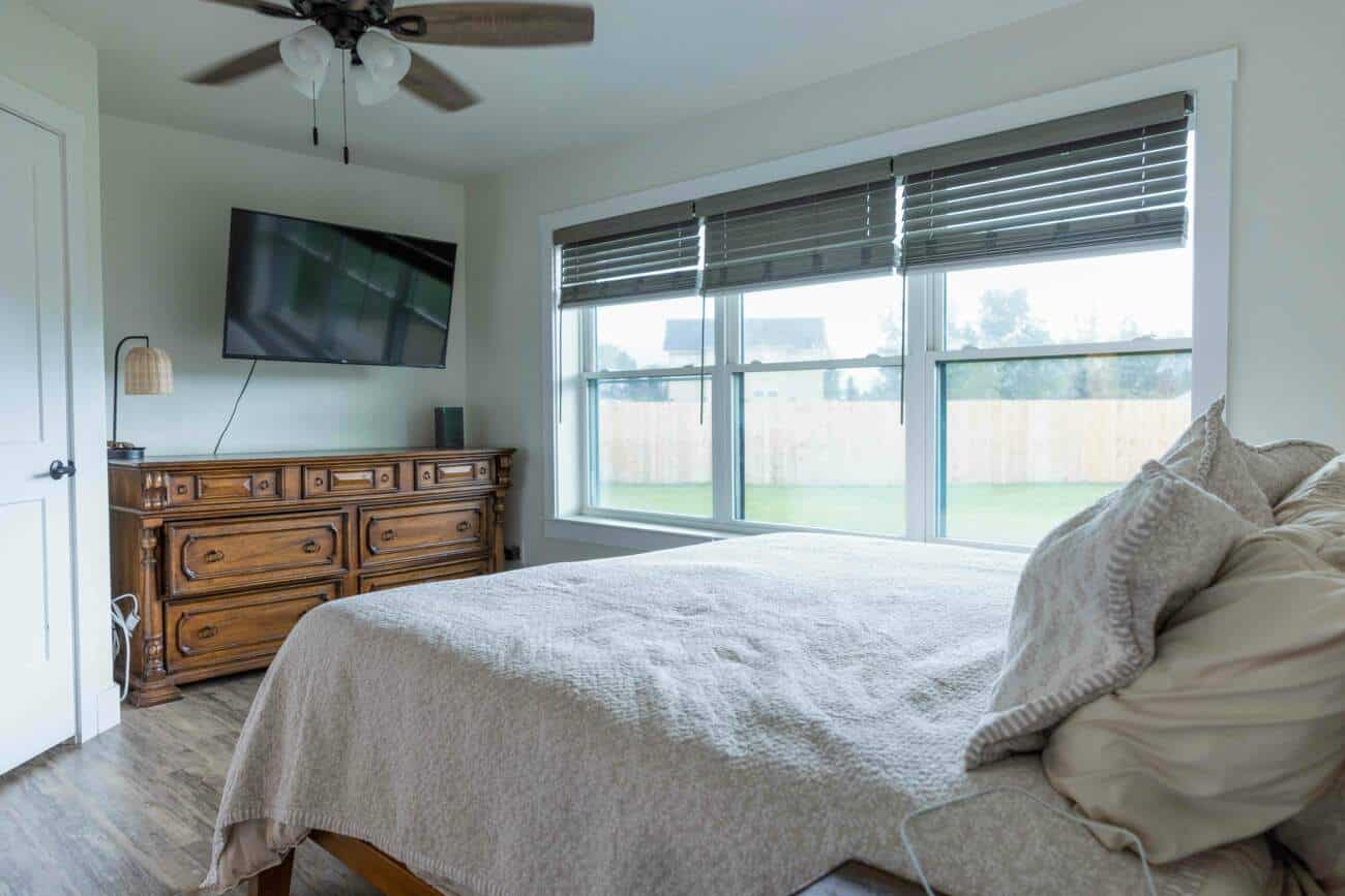 Master bedroom of Modern Cabin in Victor ID