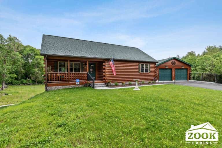 Front 26x44 Frontier Log Cabin in Monson MA