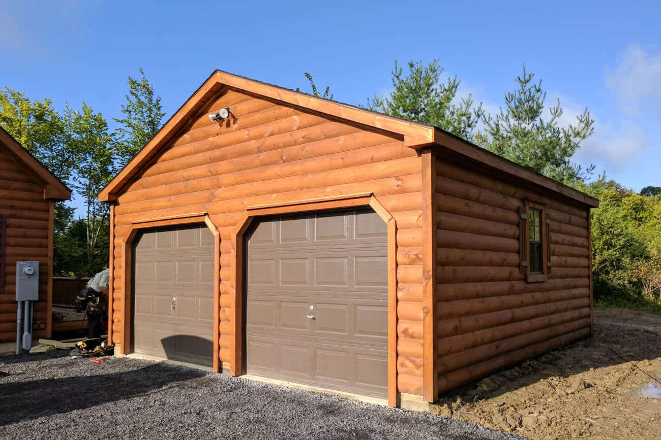 24x20 two car log cabin garage