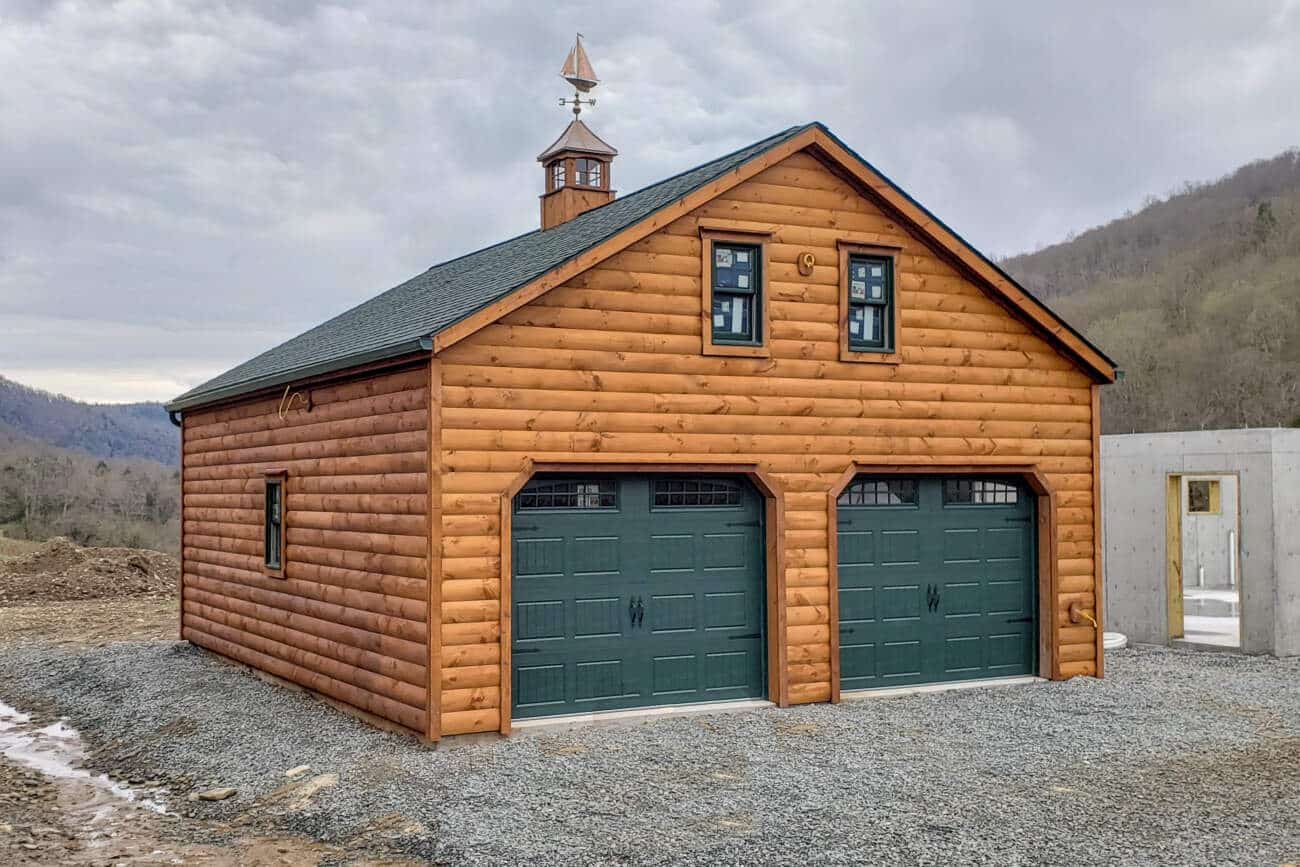 24x28 2 Story Log cabin garages