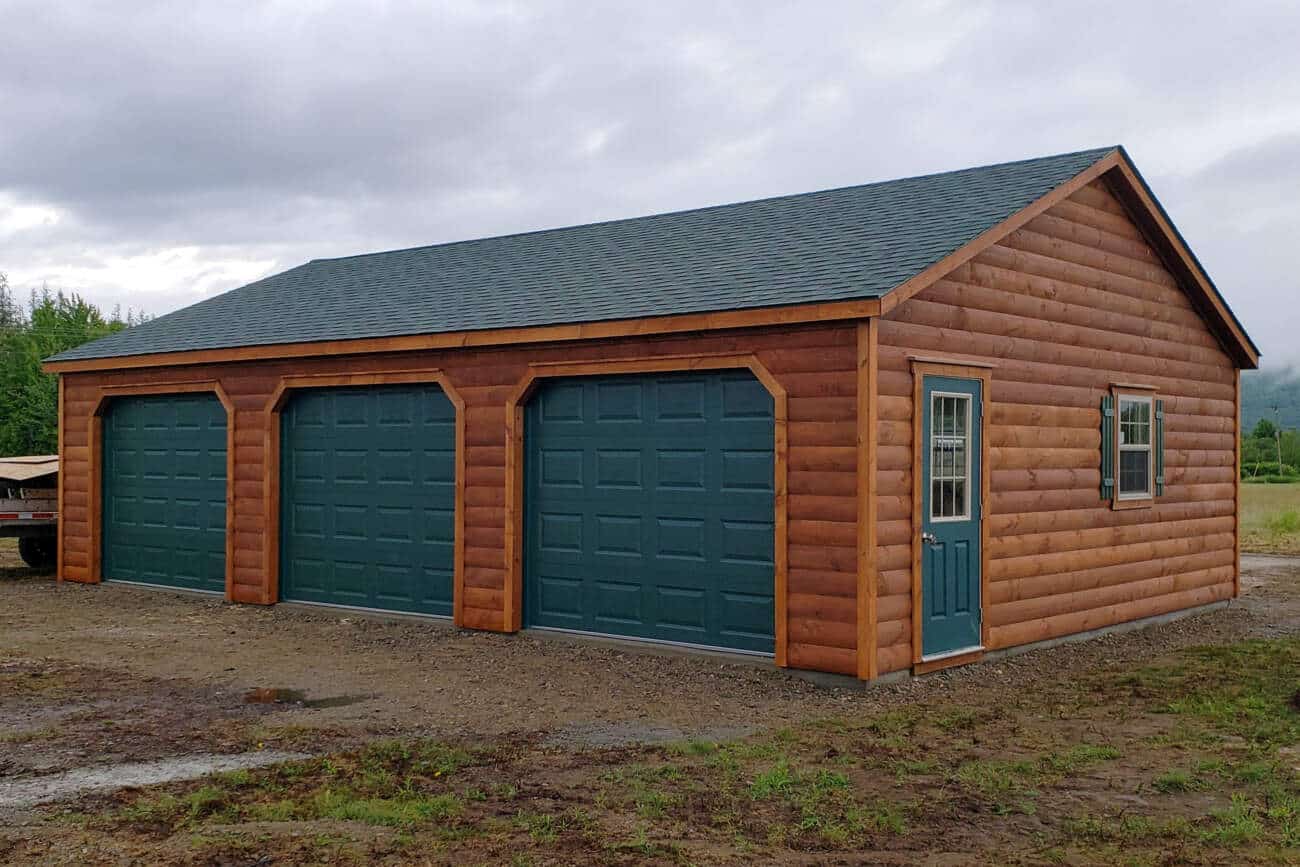 24x36 three car Log cabin garage
