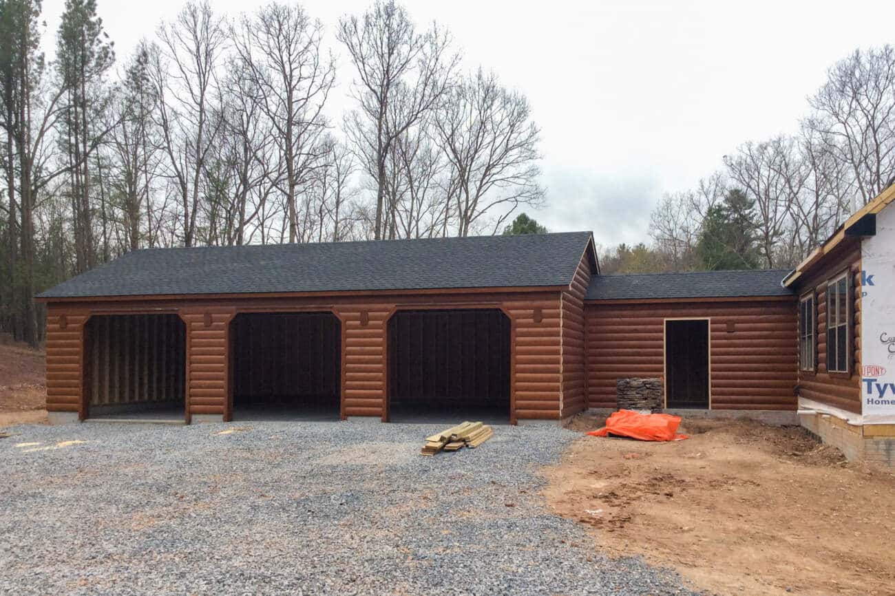 24x40 Log cabin garage construction