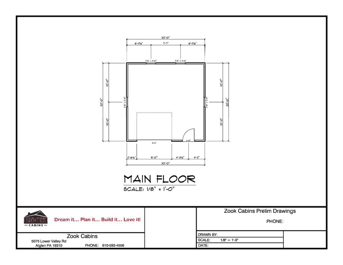 20x20 Log Garage Floor Plan Drawings Page 1