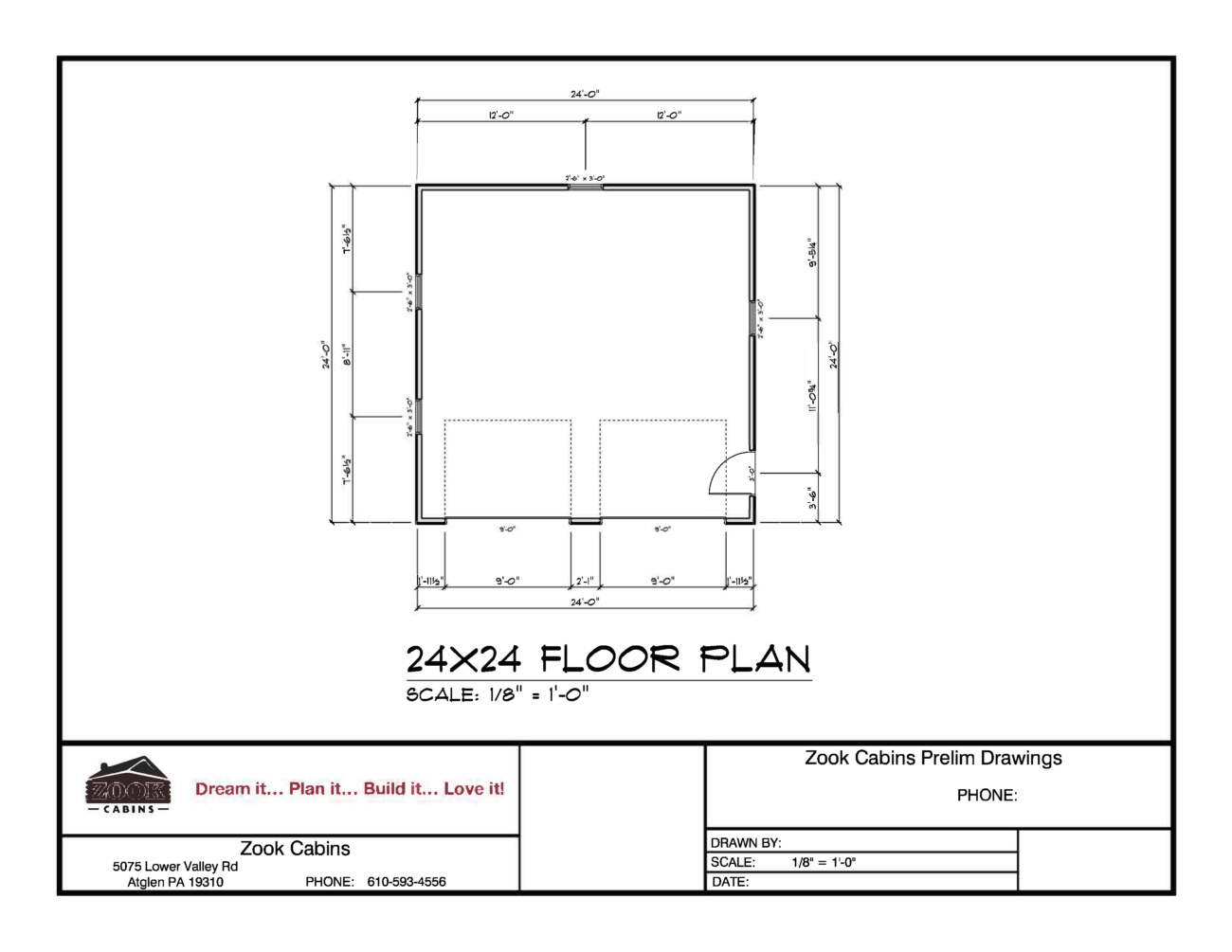 24x24 Log Garage Floor Plan Drawings Page 1