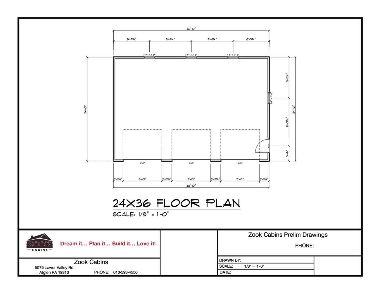 24x36 Log Garage Floor Plan Drawings Page 1