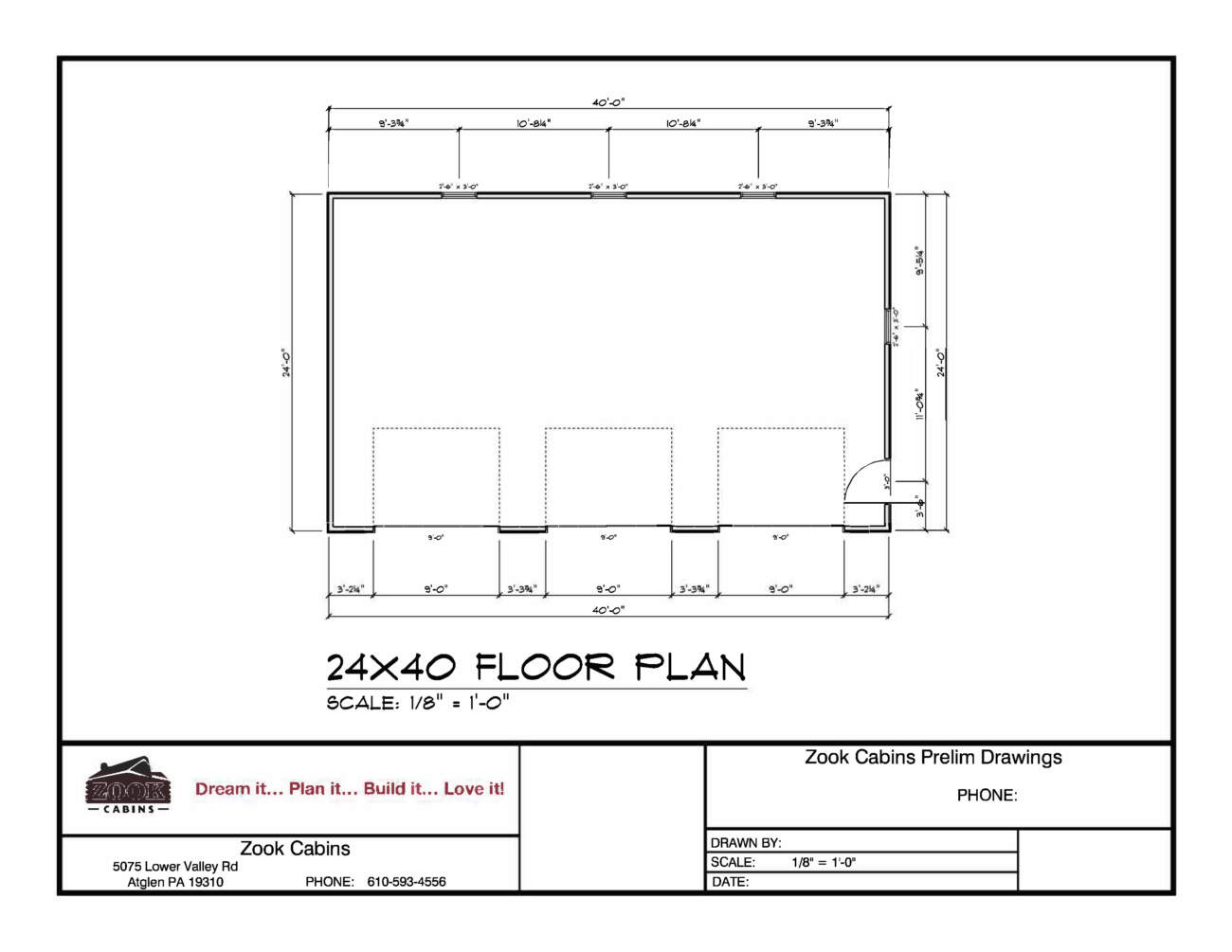 24x40 Log Garage Floor Plan Drawings Page 1