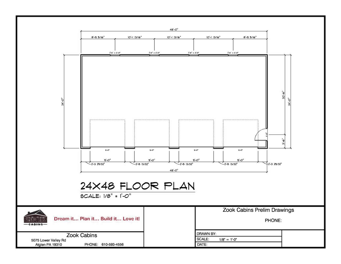 24x48 Log Garage Floor Plan Drawings Page 1