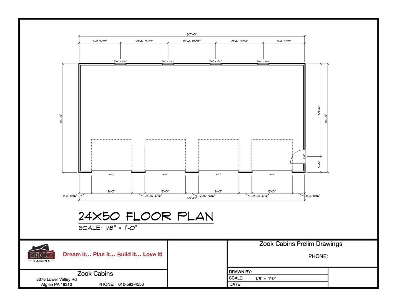 24x50 Log Garage Floor Plan Drawings Page 1